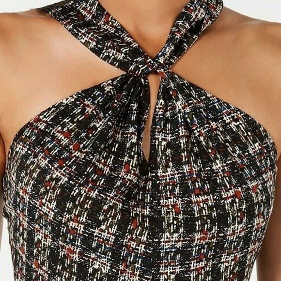 19 Cooper Womens Black Plaid Tweed Halter Romper - Picture 4 of 4